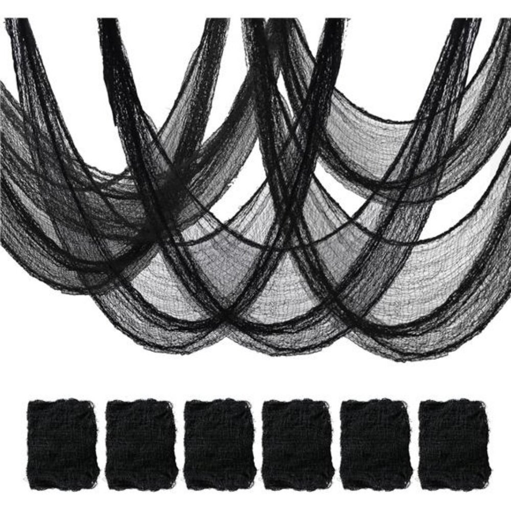6 Pack Black Halloween Creepy Cloth (30 x 72 Inch), Halloween Gauze Creepy Gauze